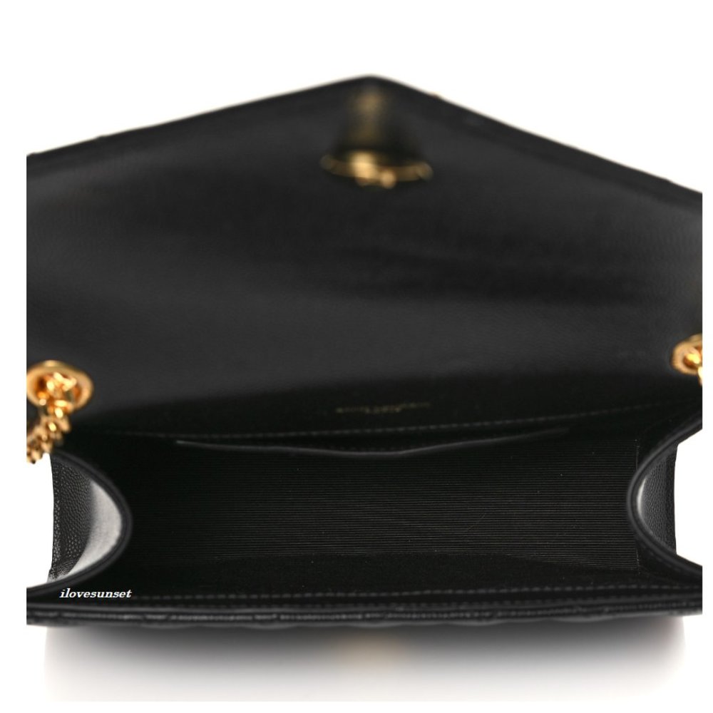 {SAINT LAURENT} YSL Grain De Poudre Tri-Quilt Small College Monogram Satchel - Picture 4 of 10